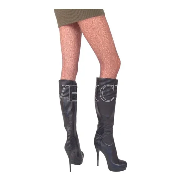 Loriblu Stiletto Black Leather Platforms Boots Womens Shoes High Heels